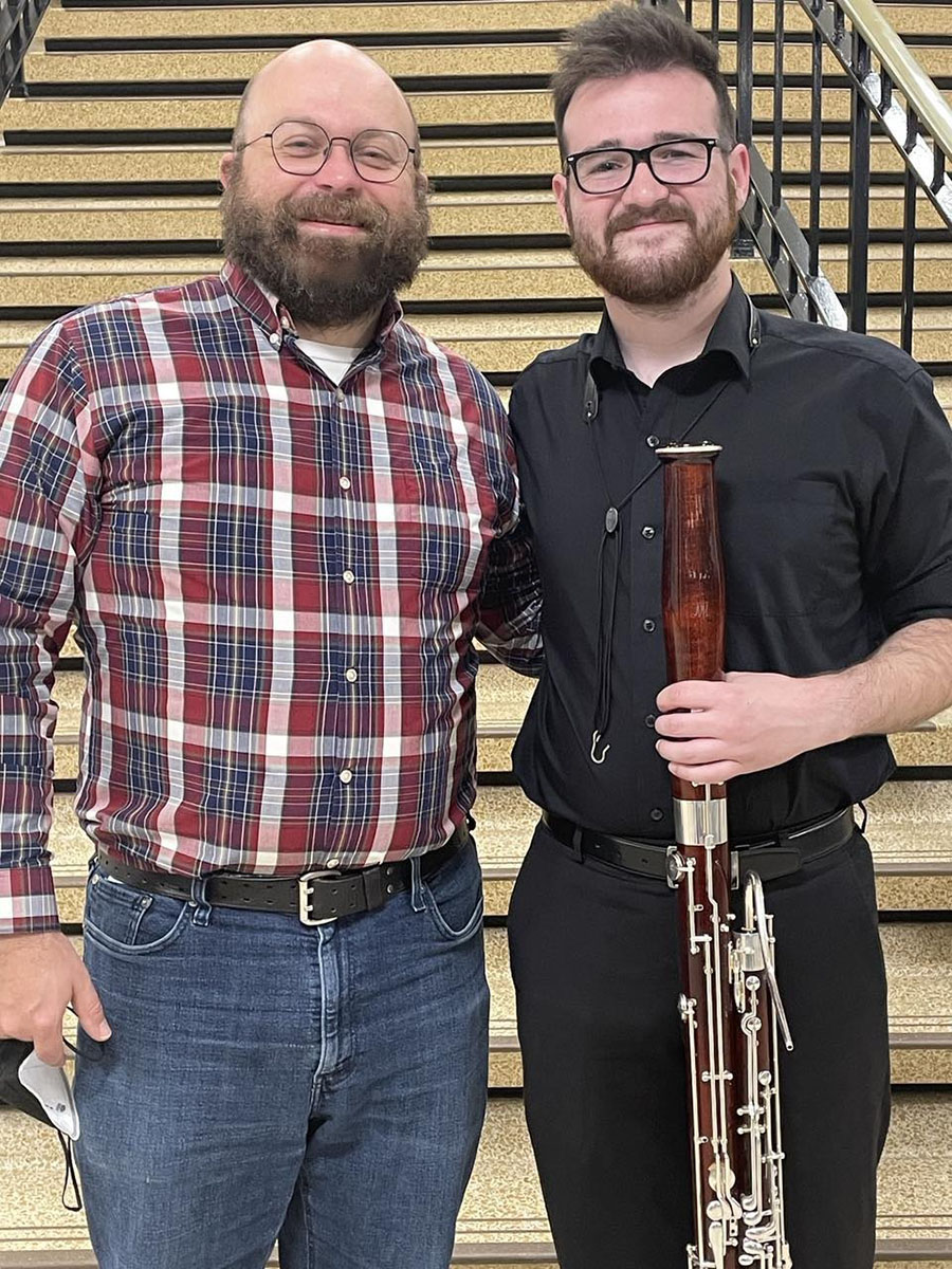 Gabe Roller (right) considers Dr. Joseph Tomasso (left) a key mentor in the Northwest music program. (Submitted photo)