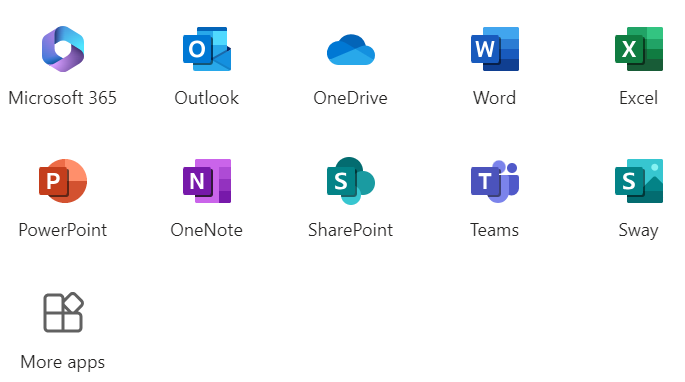 Microsoft Office 365 app icons