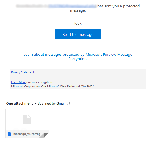 Encrypted email recipient display screen