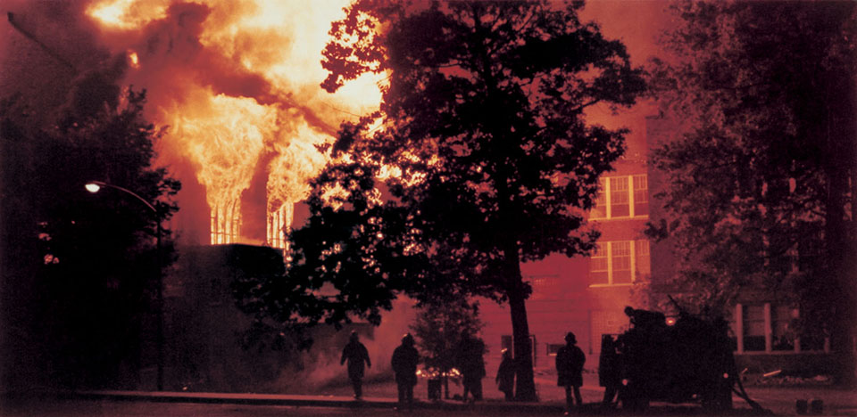 A fire that broke out in Northwest's Administration Building on July 24, 1979, destroyed about 60 percent of the building, including its entire north wing. Northwest will commemorate the 40th anniversary of the fire on the same date this month. (Photos courtesy of Northwest Missouri State University Archives) 