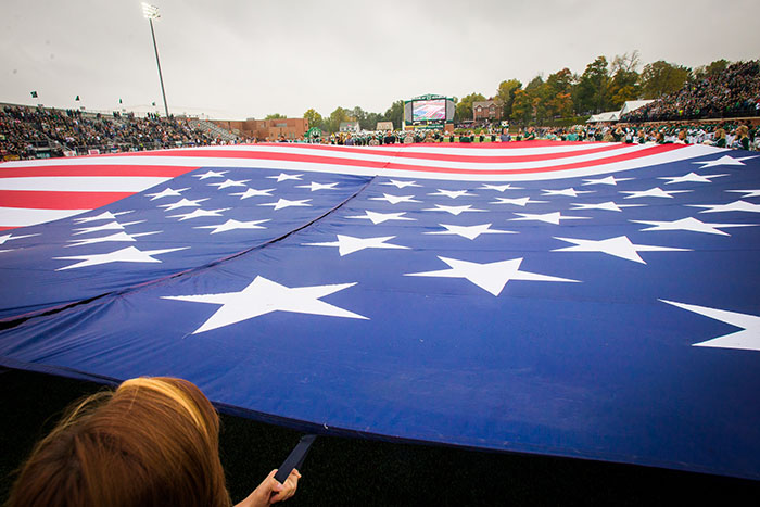 Northwest annually celebrates veterans and their families during its Military Appreciation football game. The University recently is a Military Friendly institution for the ninth consecutive year. (Northwest Missouri State University photo)