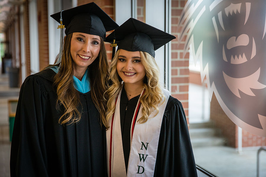 Janean Mays (left) and her daughter, Michaelene graduated together during Northwest's spring commencement ceremonies. (Photo by Todd Weddle/Northwest Missouri State University)