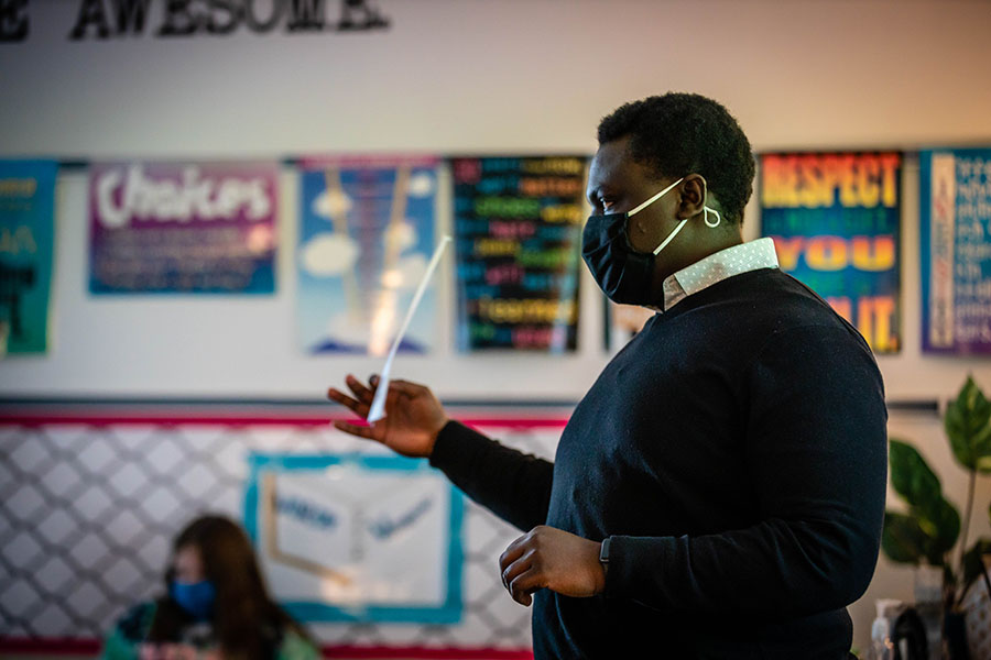Kirayle Jones earned a bachelor’s degree in social sciences education and is in his first year of teaching social studies in Omaha, Nebraska. (Photo by Todd Weddle/Northwest Missouri State University)