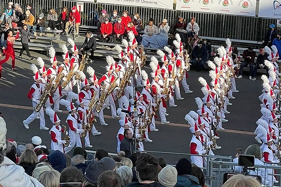 The Bands of America (BOA) Tournament of Roses Honor Band marched in the Rose Parade on New Year's Day in Los Angeles, and this year's ensemble included two Northwest students, Alex Done and Brooklyn Ellis. (Submitted photos)