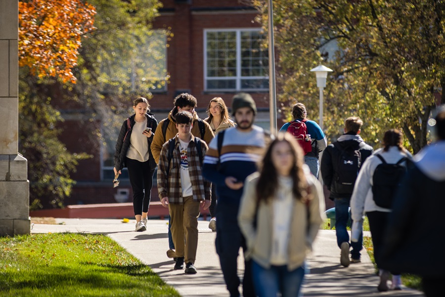 Northwest students walk on the Maryville campus. (Photo by Lauren Adams/Northwest Missouri State University)