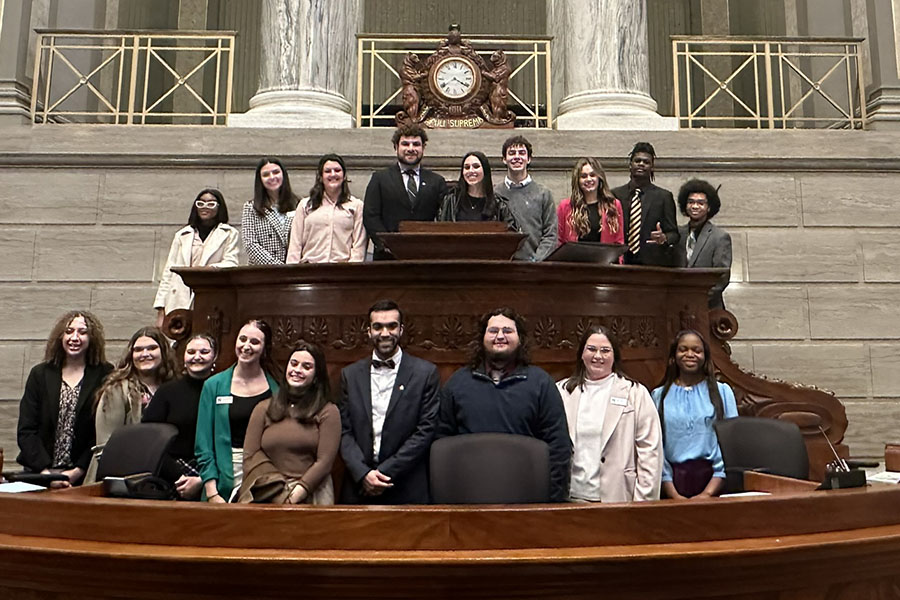 Northwest students received a tour of the capitol building and are pictured on the floor of the Senate Chamber. (Submitted photos)
