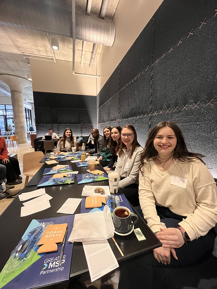 Northwest business students gathered with Young Professionals of Minneapolis to network and learn about their experiences in the industry as recent college graduates. (Submitted photos)