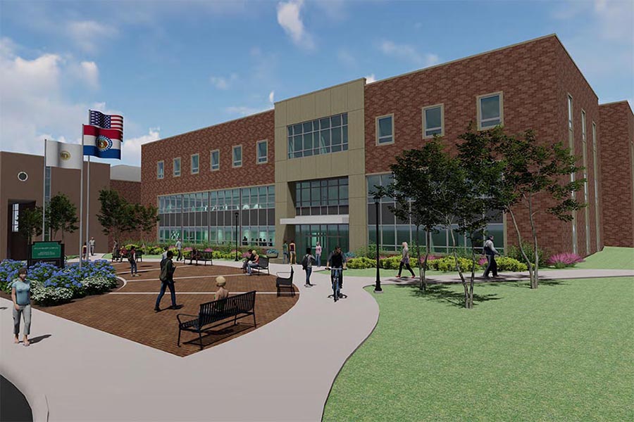 The rendering above shows how Martindale Hall may appear after a renovation and expansion of the building are complete. 