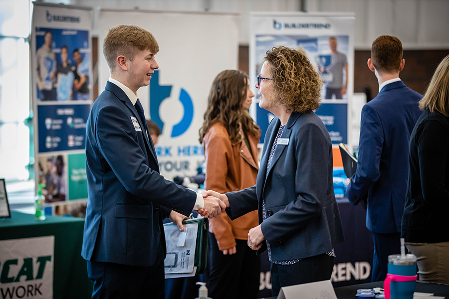 Career Day puts students face-to-face with representatives from a variety of employers and graduate school programs to discuss internships, full-time employment and advanced degree opportunities.