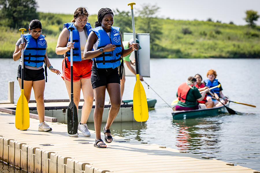 The Jump Start program engages first-year students with similar backgrounds, interests and perspectives in team-building activities and informs them about resources available at Northwest. (Photos by Todd Weddle/Northwest Missouri State University)