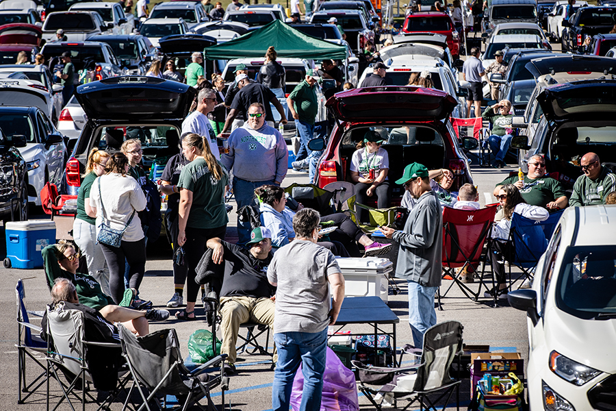 Bearcat fans tailgate on the Northwest campus before last year's Homecoming football game. (Northwest Missouri State University photo)