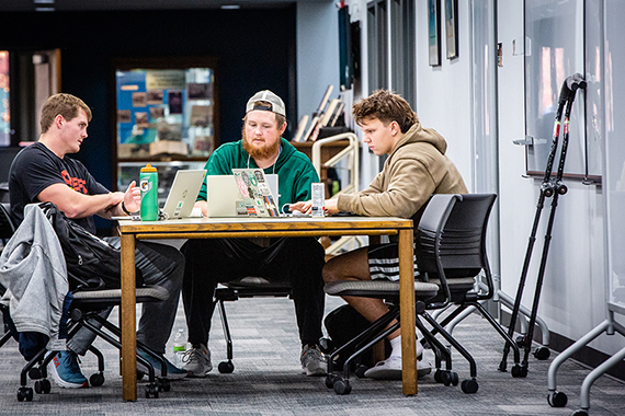 A group of students work at the B.D. Owens Library, which hosts its 24th annual Brick & Click conference Friday, Nov. 1. (Northwest Missouri State University photo)