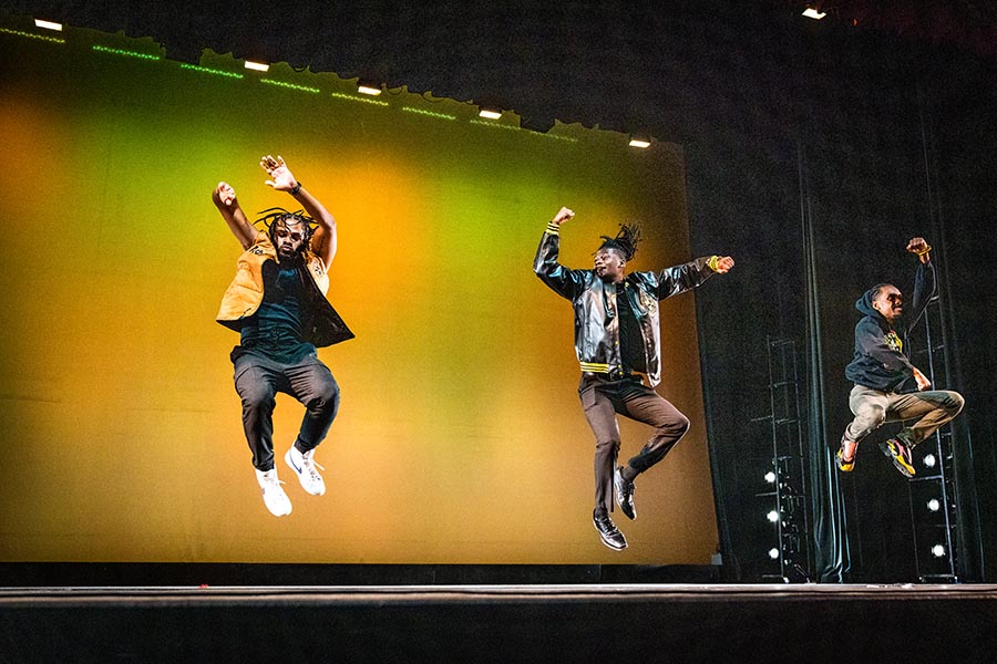 Alpha Phi Alpha Fraternity Inc. earned honors for their olio act during the Variety Show. (Photo by Lilly Cook/Northwest Missouri State University)