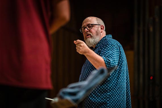 Dr. William Richardson conducts Northwest's jazz ensembles, which will perform a concert Nov. 11 at the Charles Johnson Theater. (Photo by Chloe Timmons/Northwest Missouri State University)