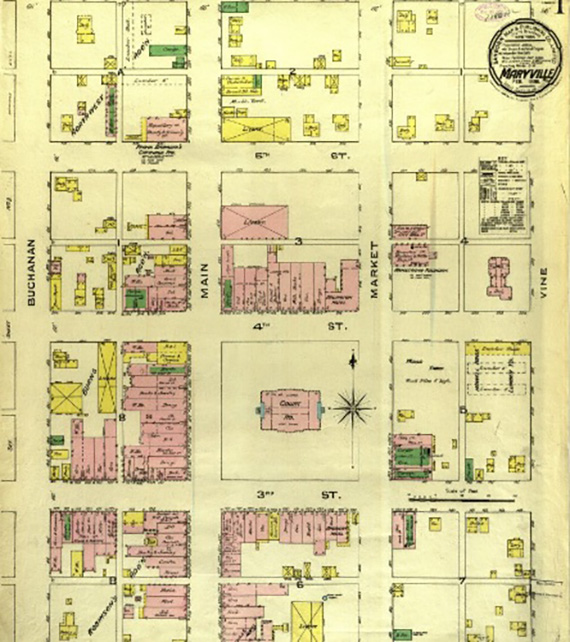 Students reviewed Sanborn maps of Maryville like this to determine building uses and owners.